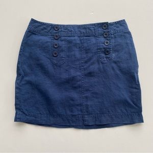 Cynthia Rowley Skirt Womens Size 4 Navy Flat Front Sailor 100% Linen